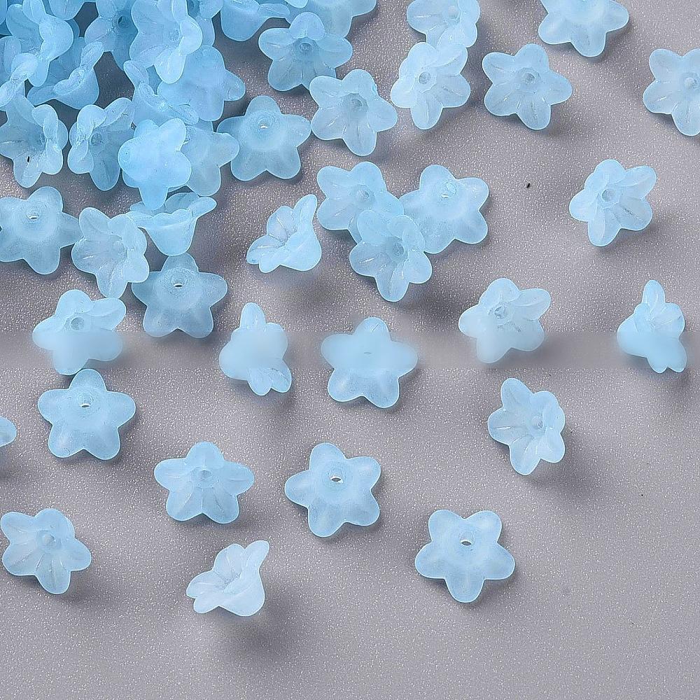 투명아크릴비즈/꽃/반투명/콘플라워블루/10X5mm/구멍:1mm/약420개/50G