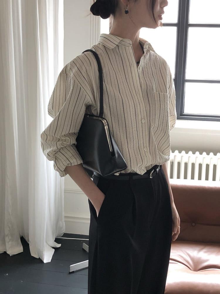 당일 / Lebutter 르버터 에센셜 셔츠 (셔츠 전문 공장 제작) 무지 스트라이프 하객룩 3colors