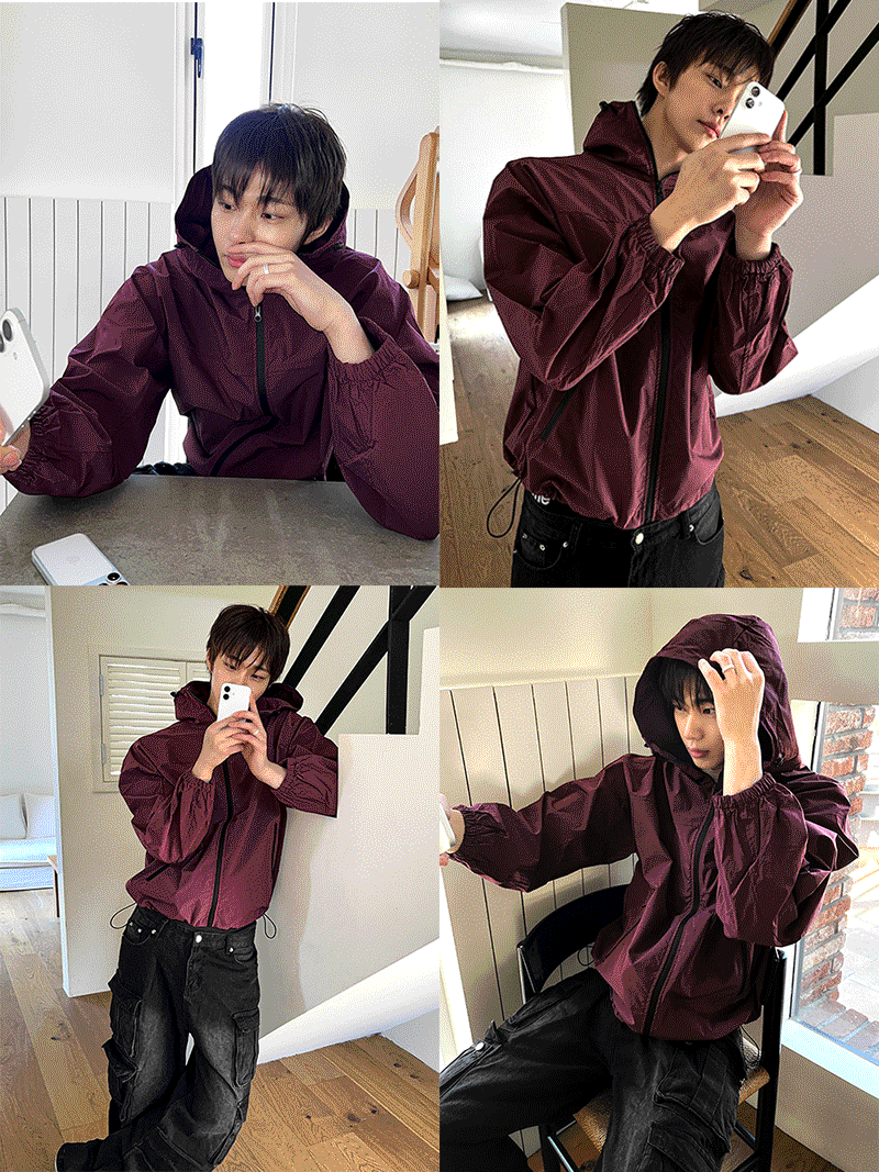 [코시하루 BEST] 케들린 레인 절개 후드 바람막이