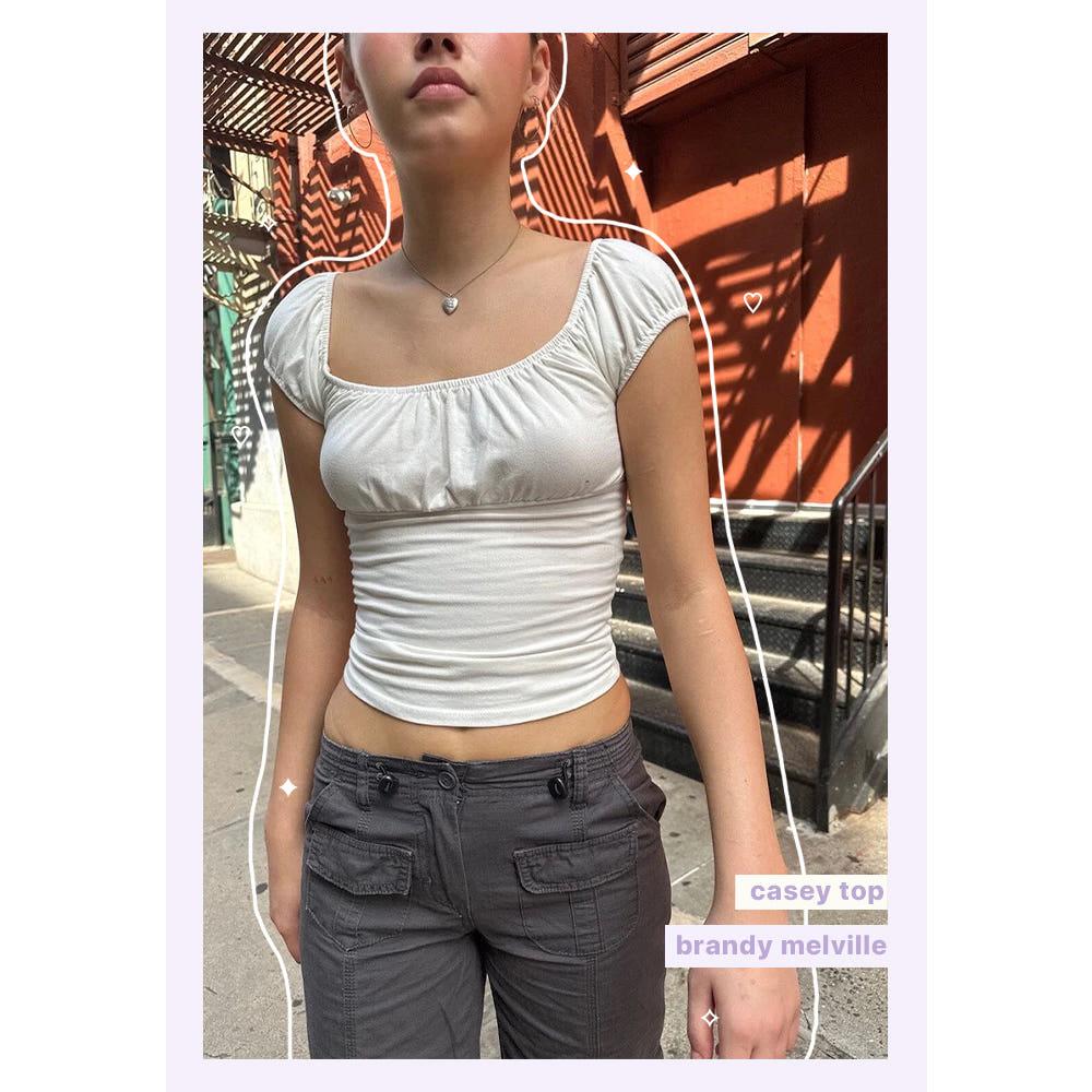 브랜디멜빌 Brandy Melville 케이시 탑 여성 반팔티 CASEY TOP (내츄럴 화이트)