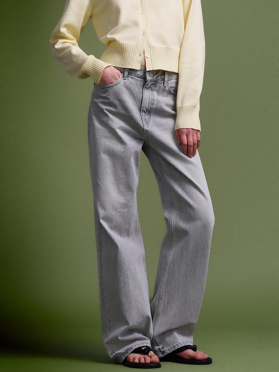 [일부옵션 2차 4/10예약배송] 하이웨이스트 스트레이트 데님_light grey