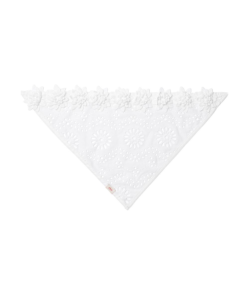 FLOWER EYELET KERCHIEF - WHITE