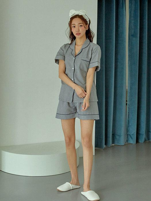 여성 솔리드 CDP 상하(반소매카라넥)