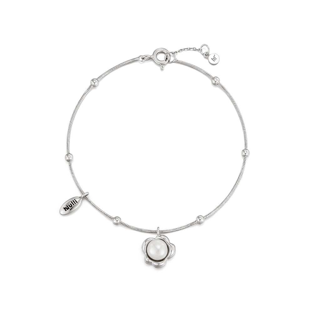 플라워 담수 진주 실버 팔찌