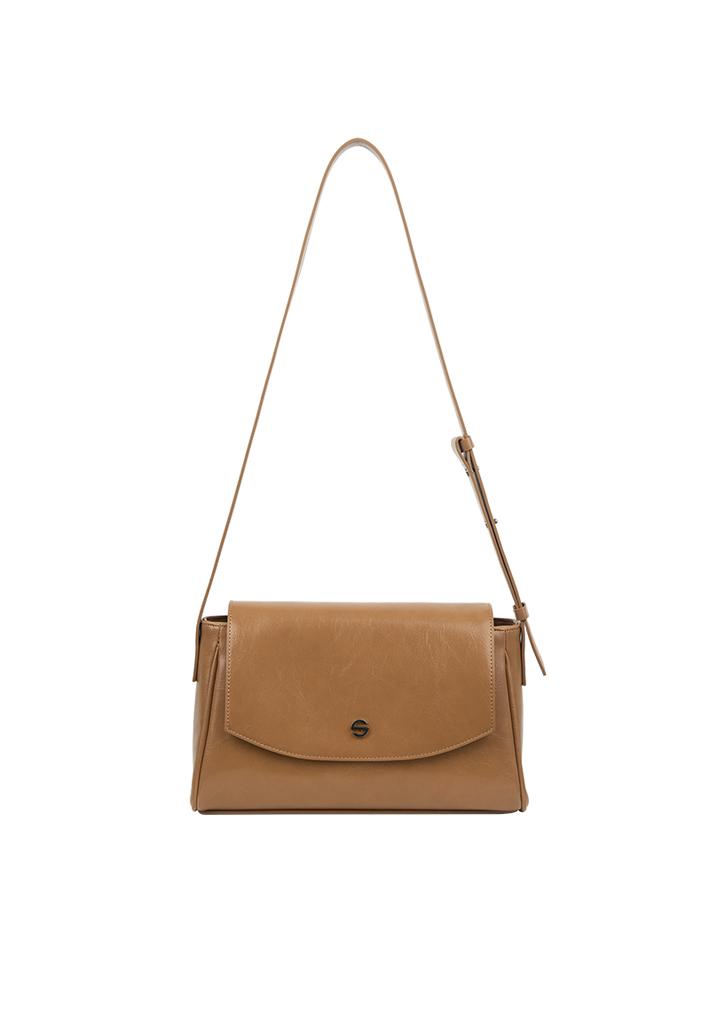 Capture bag mini - crinkle dark beige
