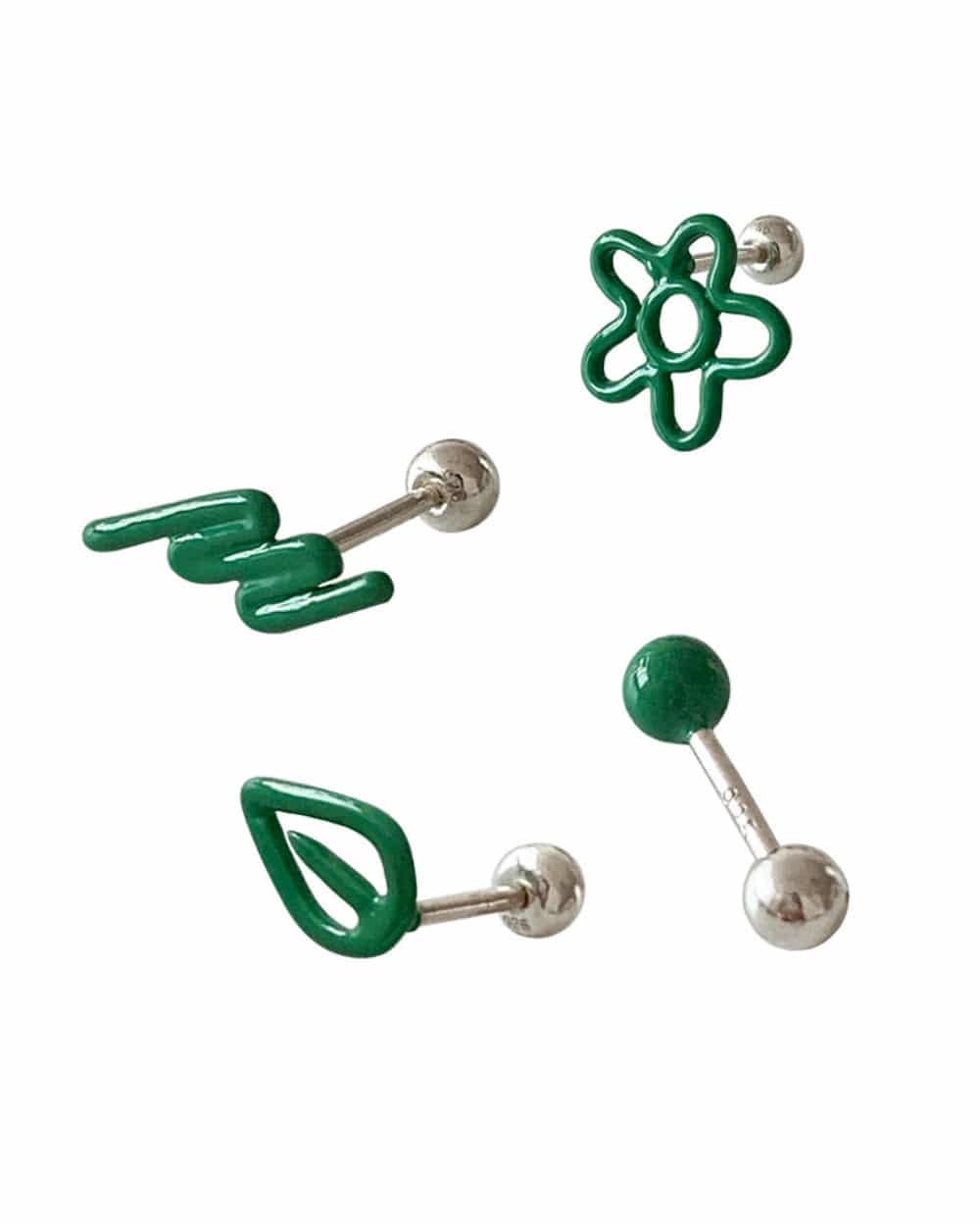 Rainbow doodle piercing (Green)