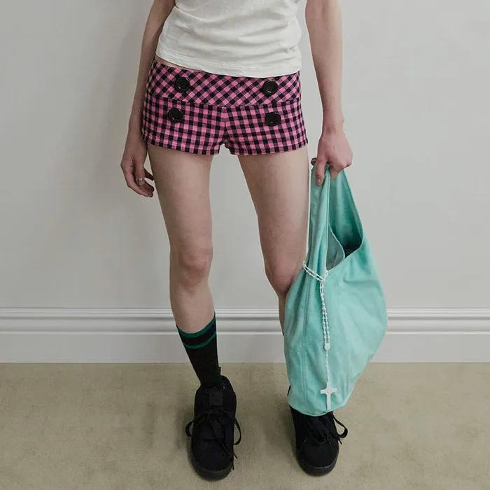 New Emo Gingham Micro Shorts Pink