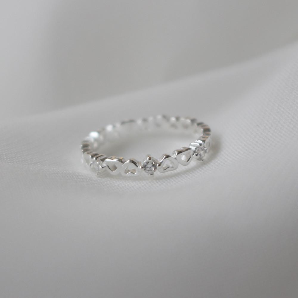 실버925 하트 큐빅 애끼링