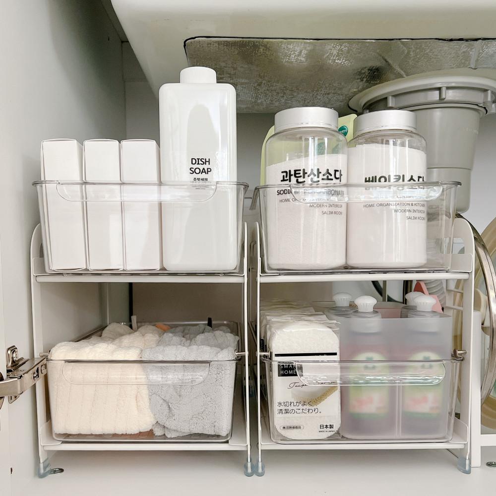 코끼리 싱크대 하부장 정리 선반 서랍함 씽크대 슬라이딩 수납 2단