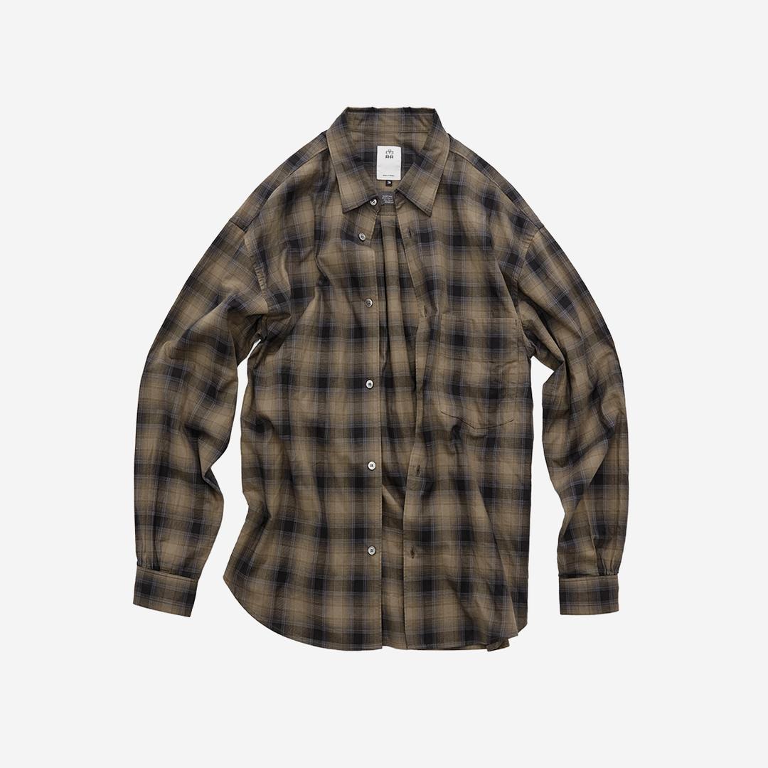 (04.05 PM6:00) loosed check shirt - washed orange blue (japanese fabric)