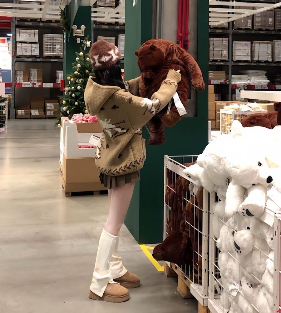 [사장강추코디] 어그 노드릭 니트 후드 집업