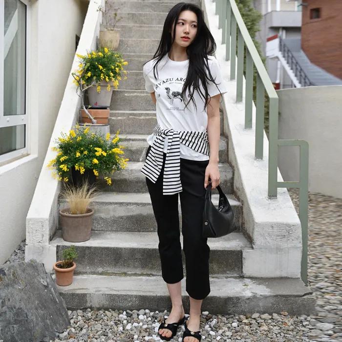 [XS 사이즈 추가] SIPT7153 컴포트 라인 카프리 팬츠_Black