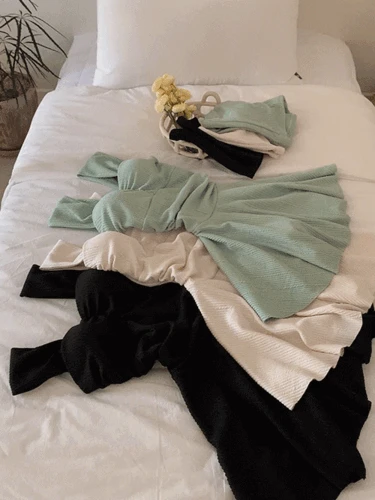 [M-XL] 아델라 골지 원피스 반바지 수영복