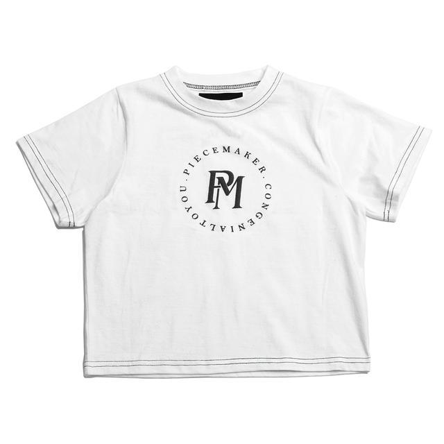 CIRCLE LOGO STITCH CROP TEE (WHITE)
