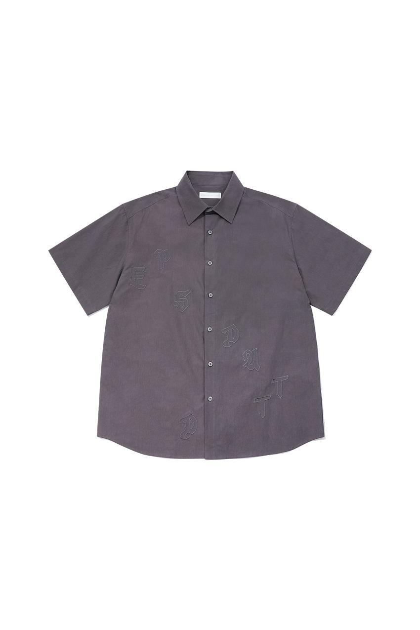 LOGO PATCH APPLIQUE HALF SLEEVES SHIRTS_CHARCOAL