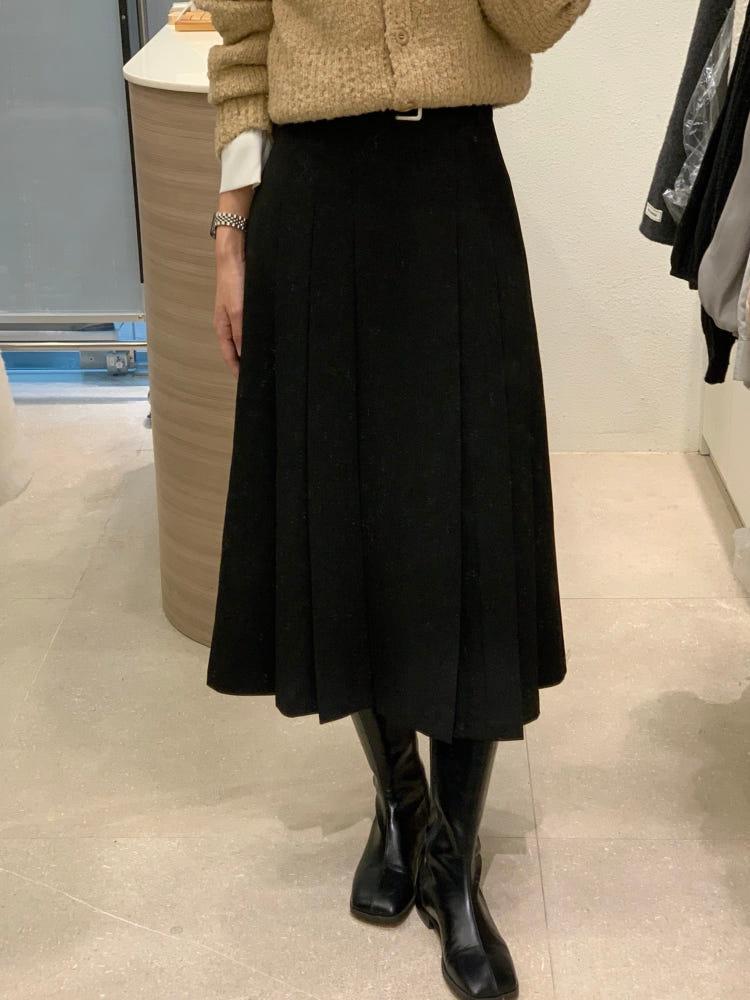 (온비전) 리튼 울 플리츠 스커트
