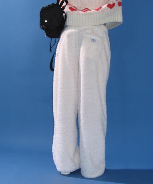 FLEECE LACE DETAIL TRAINING PANTS IVORY