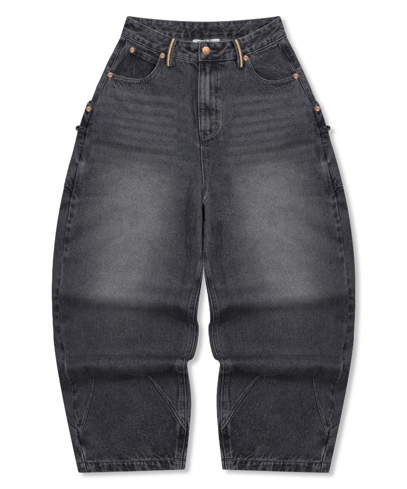 WXP064 카미 워싱 데님 벌룬 팬츠 (BLACK)