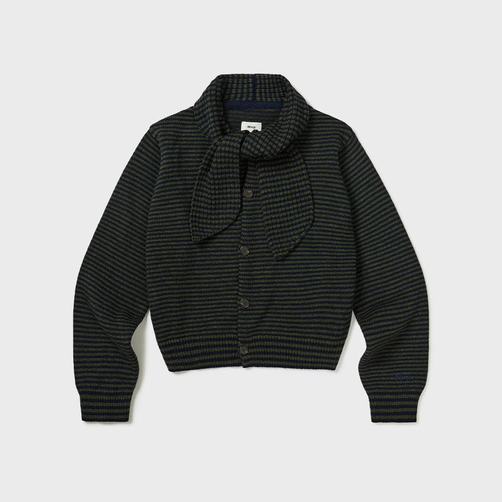[Mmlg W] RIBBON COLLAR KNIT (NAVY)