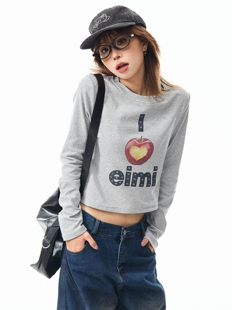 MAIKAO Apple Letter Print T-Shirt (2color)