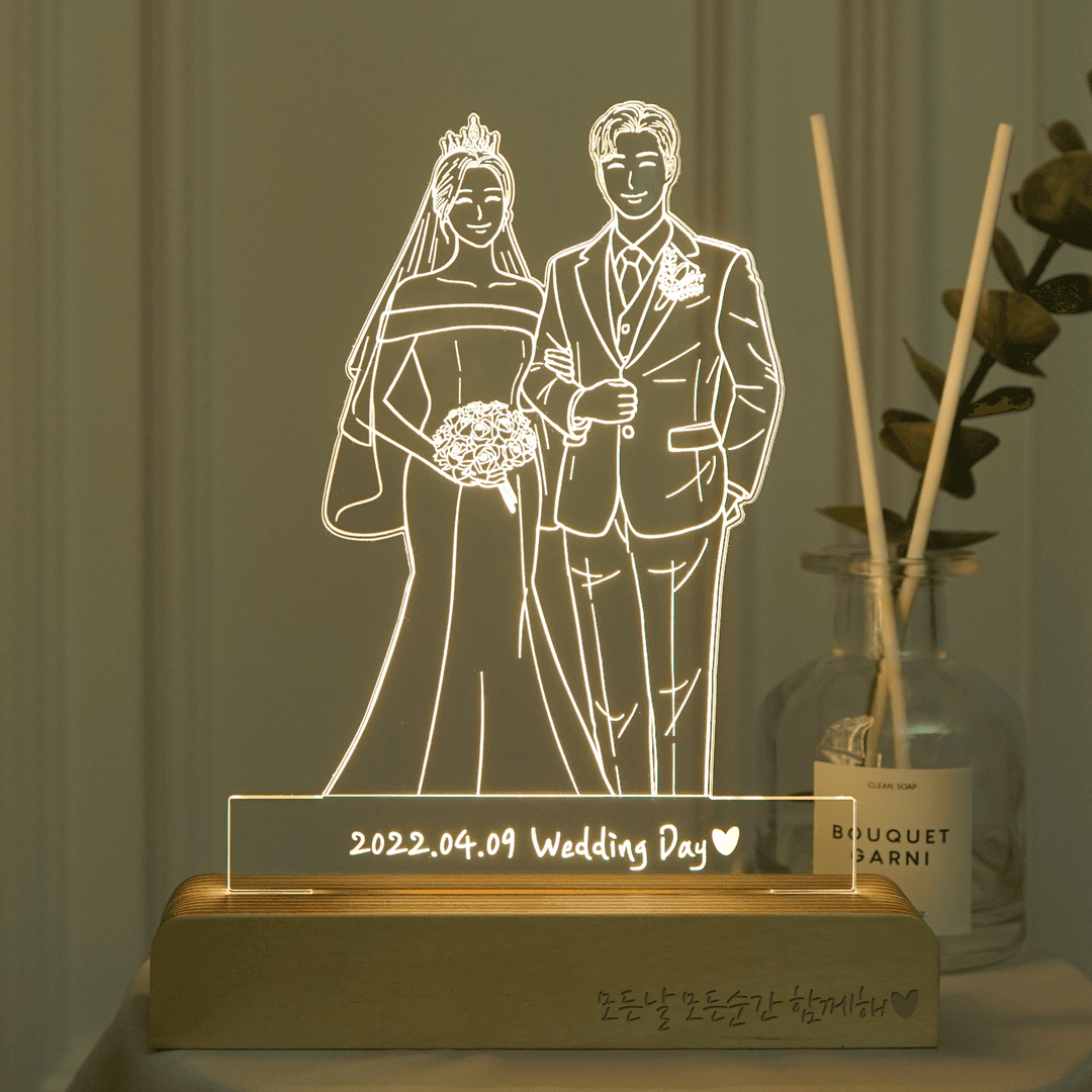 [레이문] 주문제작 드로잉 무드등 M사이즈 ( 인물테두리컷팅, 눈코입O )