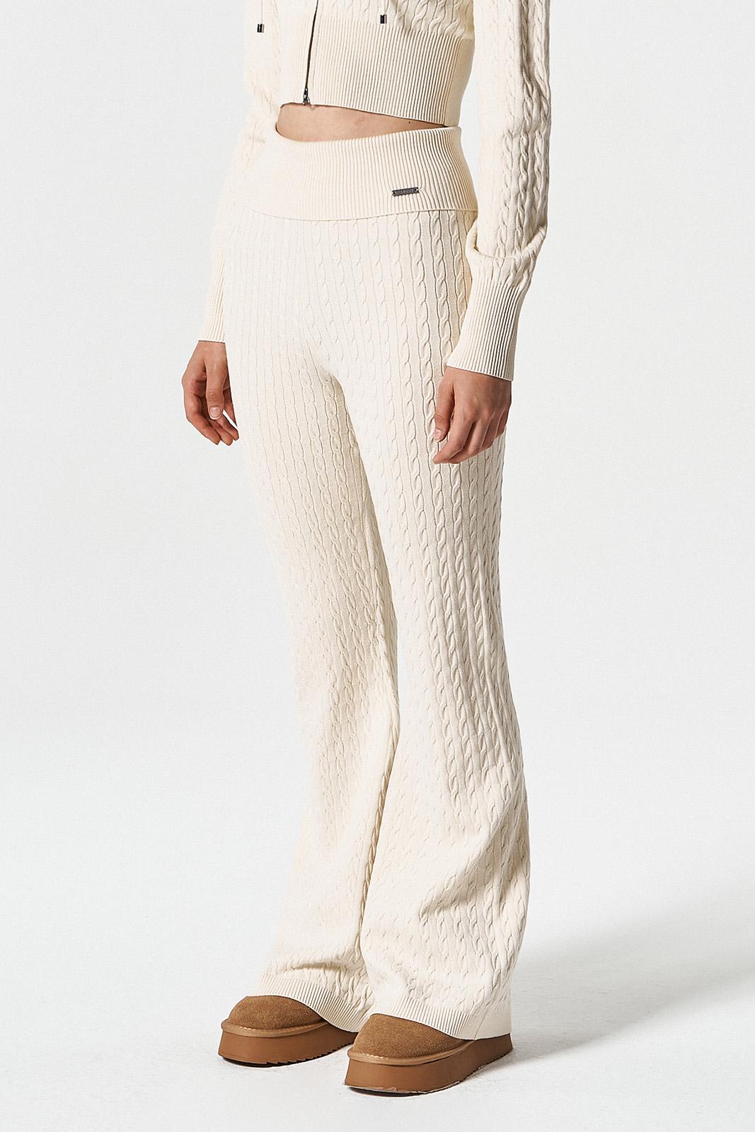 우먼스 케이블 니트 부츠컷 팬츠 (Ivory)