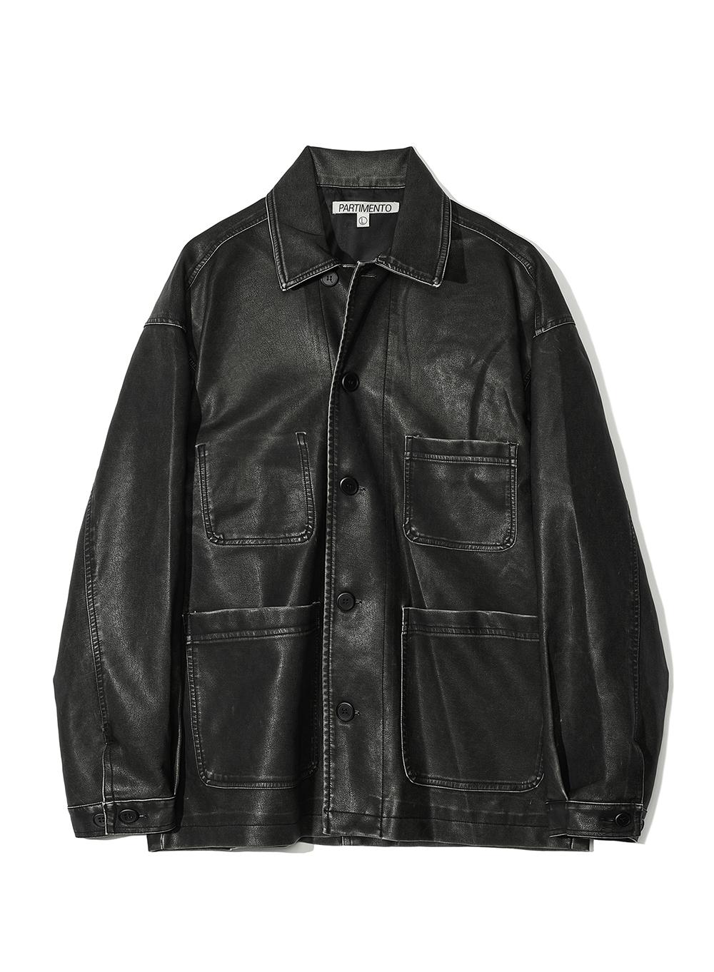 Washed Leather French Work Jacket