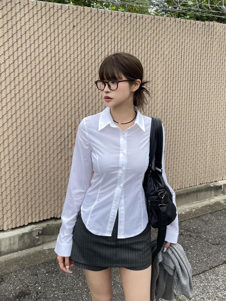 니드 더블 라인 레이어드 긴팔 셔츠