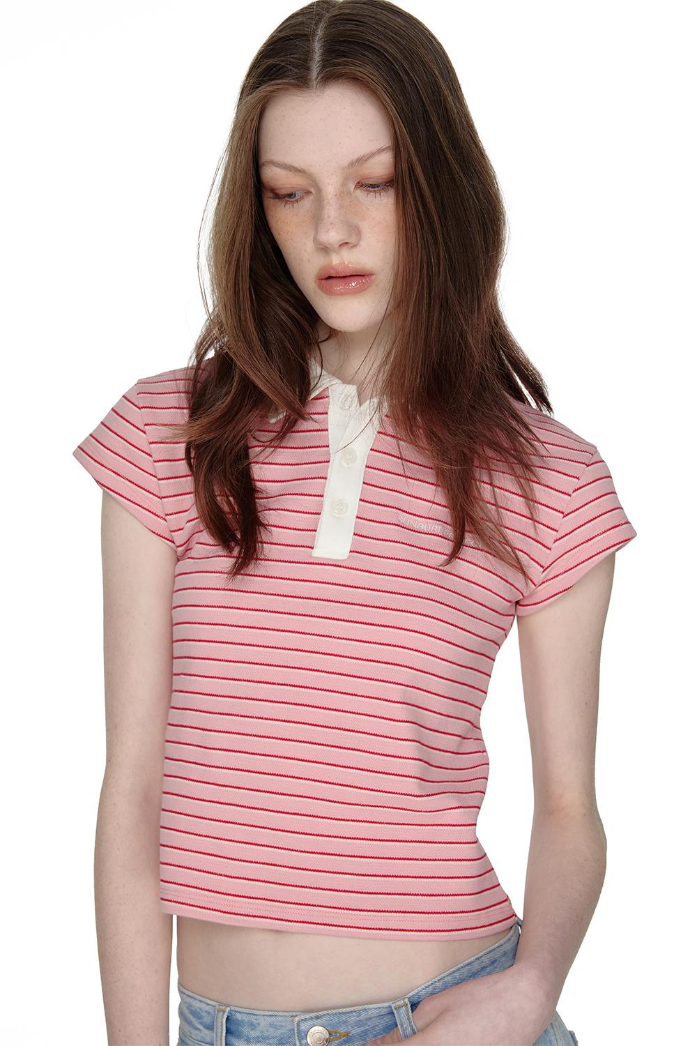 Fitted PK Stripe T-shirt, PINK