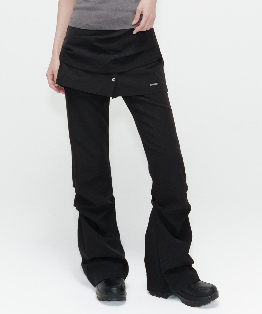 [2월 24일 발매]Draped shirt skirt pants SET BLACK
