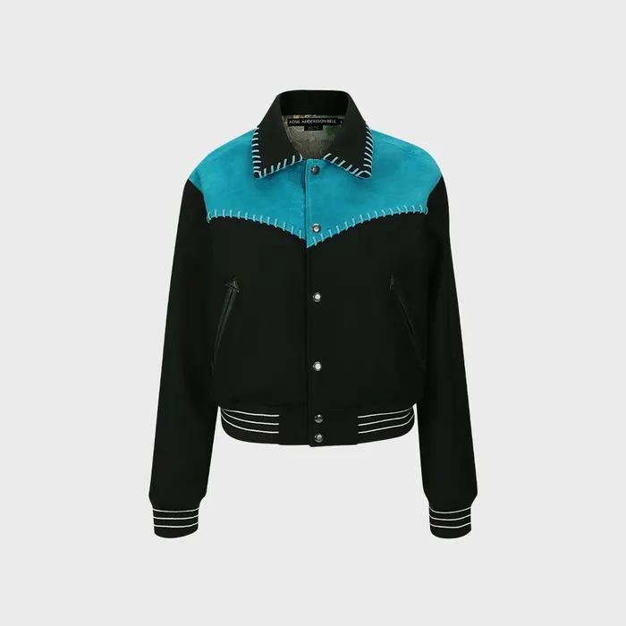 NEW MARGO WESTERN VARSITY JACKET awa550w(TEAL BLUE)