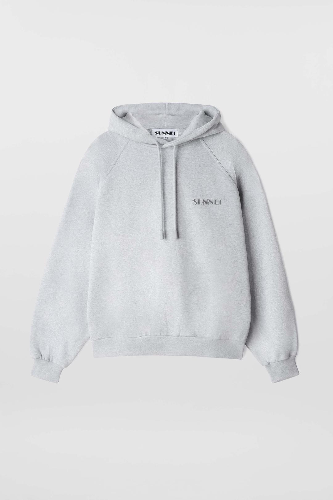 SMALL LOGO EMBROIDERED HOODIE / grey melange - XXS