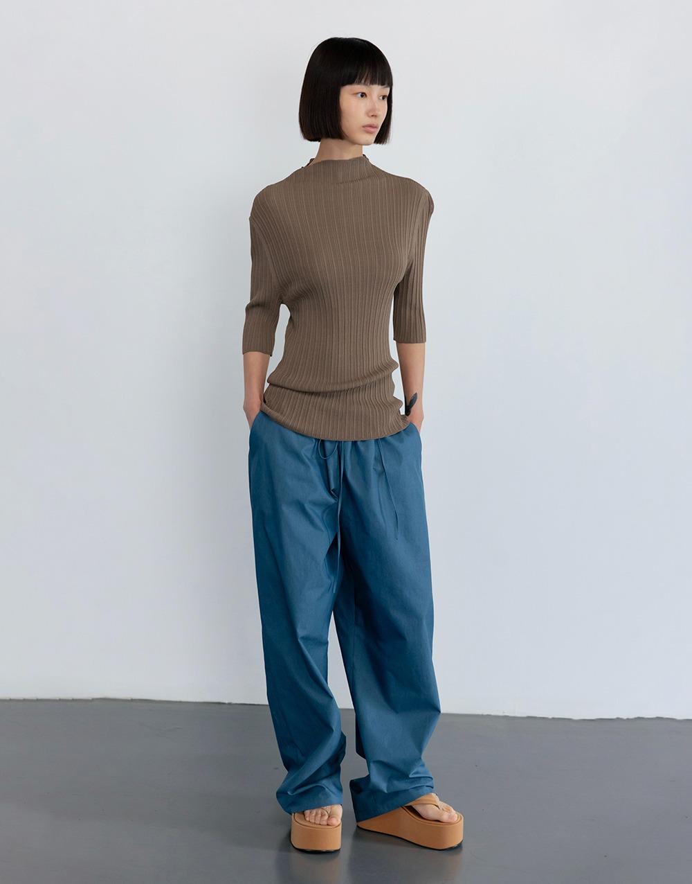 GBH APPAREL25SS SLIM PLEATS TOP COCOA