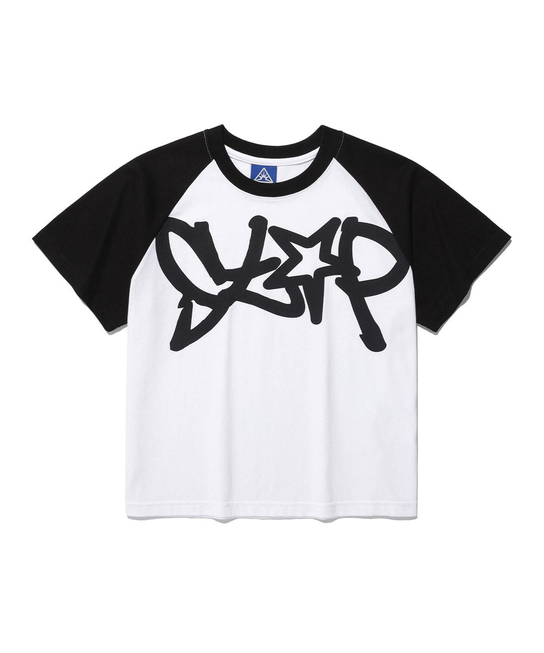 stop crop raglan tee_white