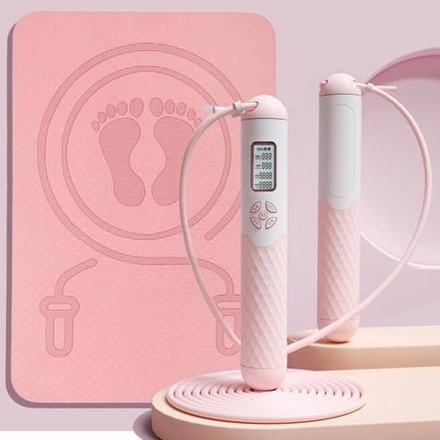 엠스타일 칼로리측정 스마트 줄넘기 층간소음 방지 매트 유선 무선 줄없는 실내 운동, 줄넘기핑크 매트핑크, 1개 - 줄넘기 | 쿠팡
