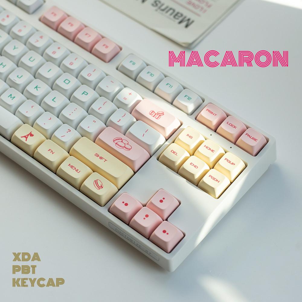 달콤한 마카롱 XDA PBT 키캡 염료승화 키크론 한무무 핑크 옐로우