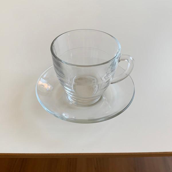 [피클샵] 클리어 글래스 컵앤소서 set