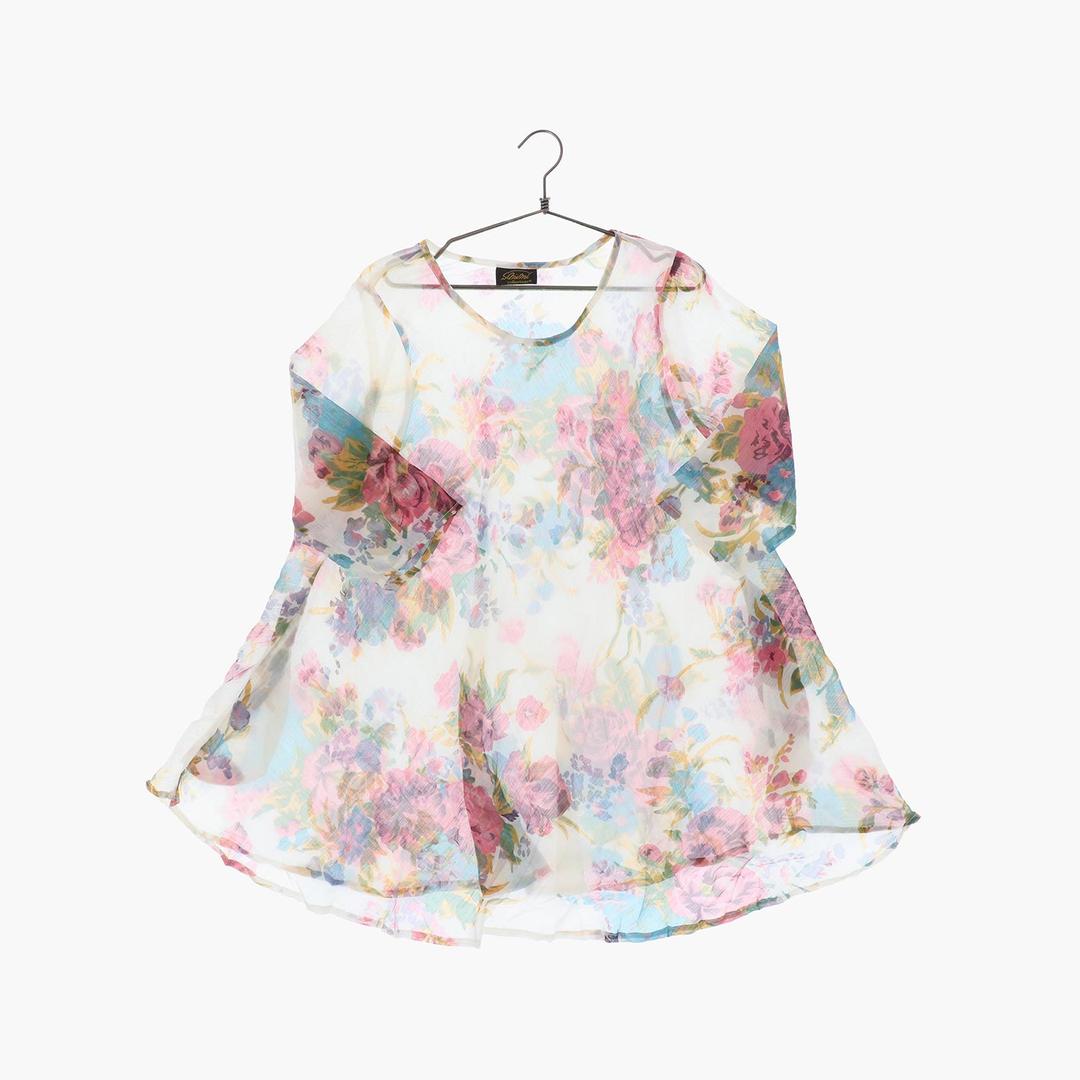 폴리 플라워 원피스 여자 L