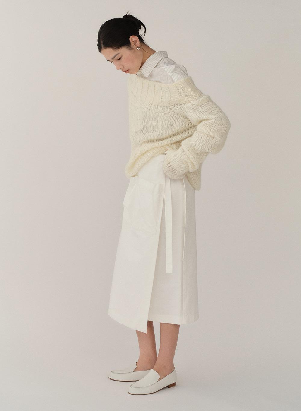 FW24 Off Shoulder Mohair Sweater Ivory
