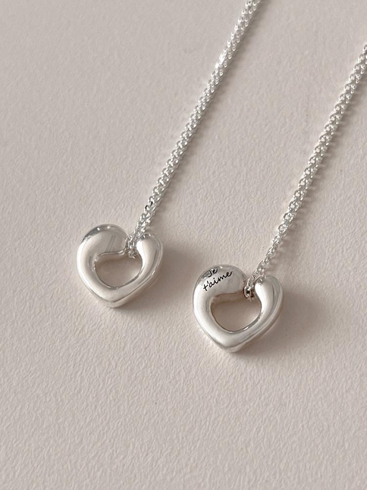 [aube] 925silver 듀링 볼륨 각인 하트 목걸이 (one color)