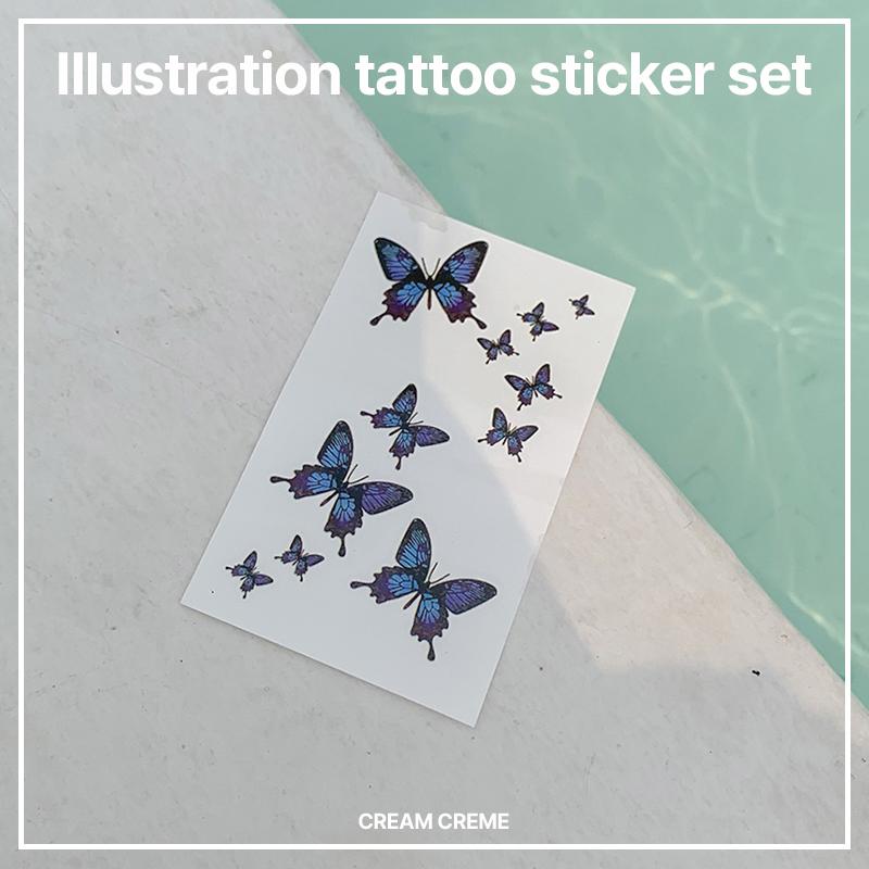 크림크렘 [빠른출고/12종] 블랙&컬러 일러스트 모음 set 타투 스티커 #워터밤 #흠뻑쇼 #페스티벌