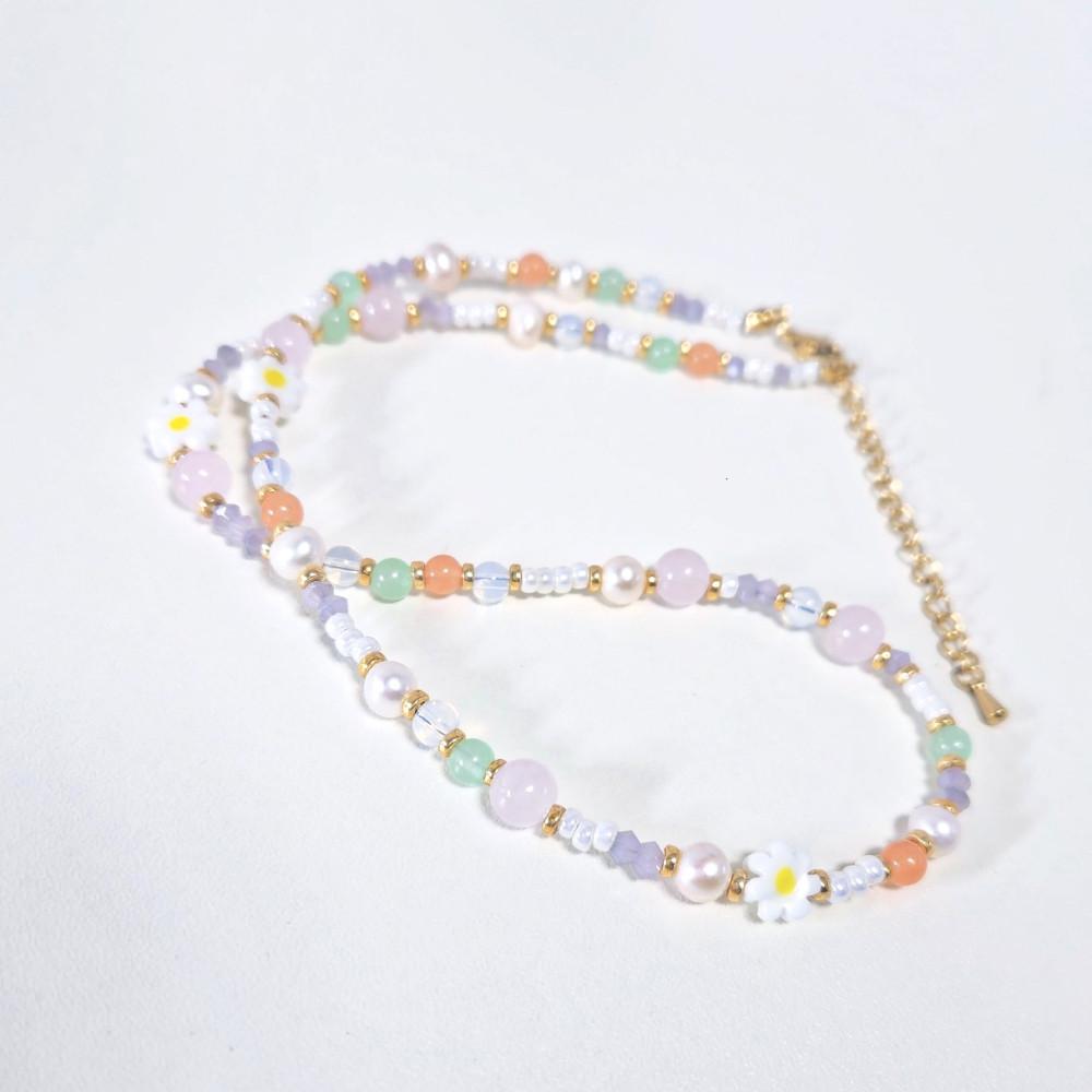 (핑거플로우) 글래스 플라워 비즈 목걸이