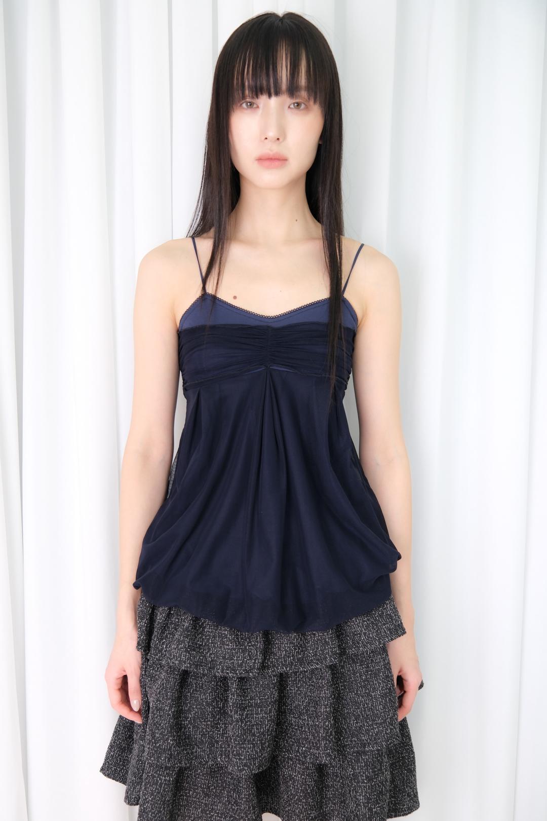 Mesh Fluff Mini Top *Navy