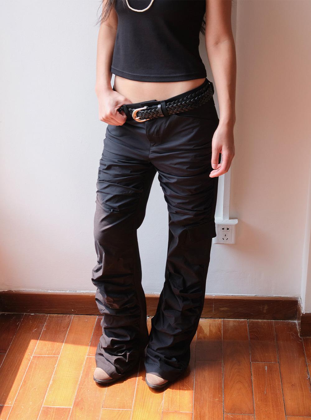 Avant Pleated Patchwork Flare Pants