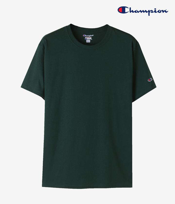 챔피온 T425 무지 반팔티 다크그린