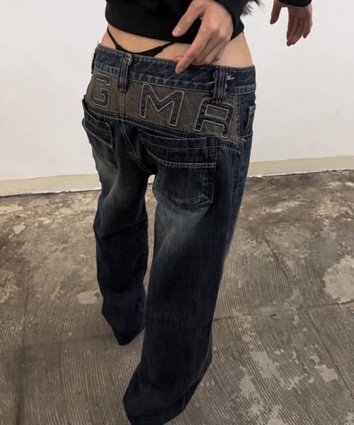 DGMA PATCHED SEMI BAGGY DENIM PANTS