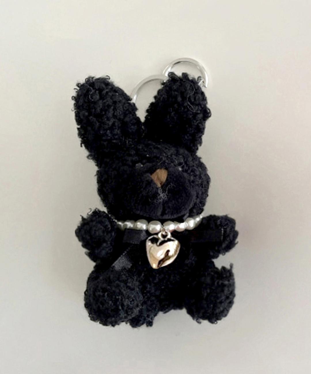 [닷닷 made]실버 하트 목걸이 까망 토끼 인형 키링 귀여운 진주 목걸이