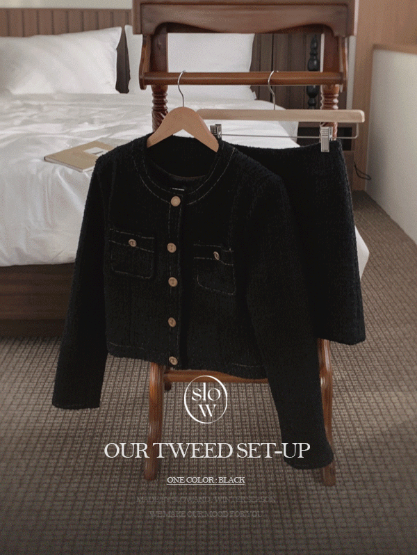 [당일발송/무료배송] #SLOWMADE. 프리미엄 블랙트위드 자켓 - one color
