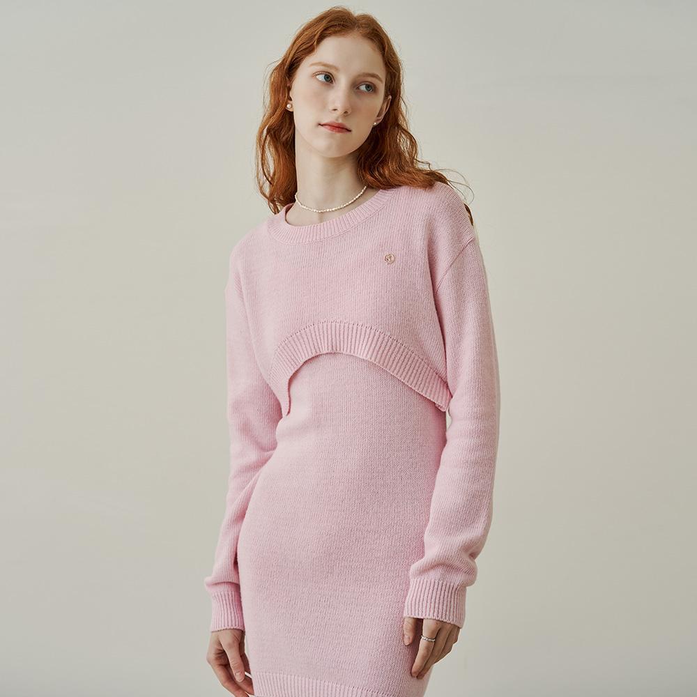 [다다위크]Sot basic crop bolero knit - pink