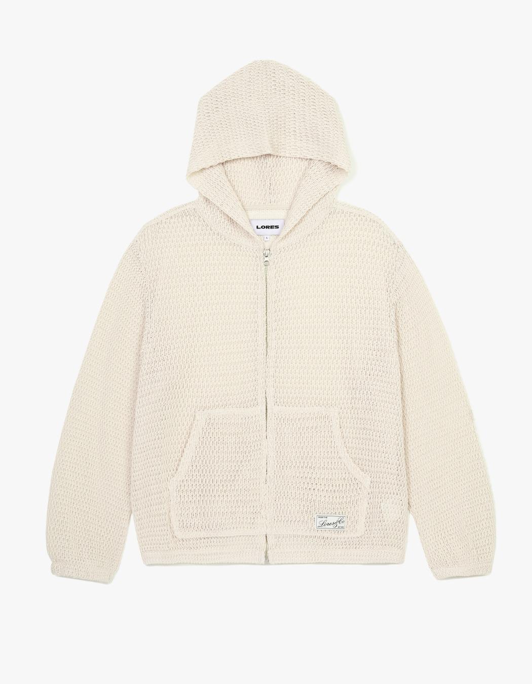 Mesh Zip Hoodie - Ivory